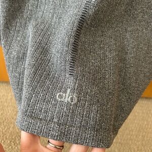 ALO Yoga Ribbed Long Sleeve Top in Charcoal Gray